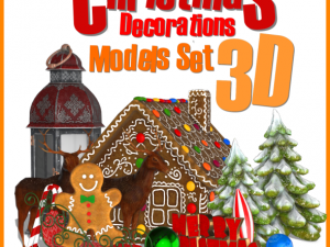 christmas decorations models set Modelo 3D