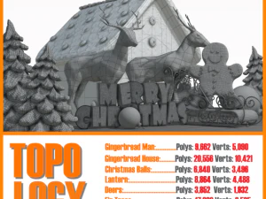 christmas decorations models set 3D Model