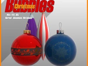 christmas decorations models set 3D Model