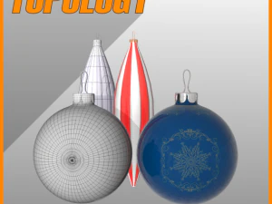 christmas decorations models set 3D Model