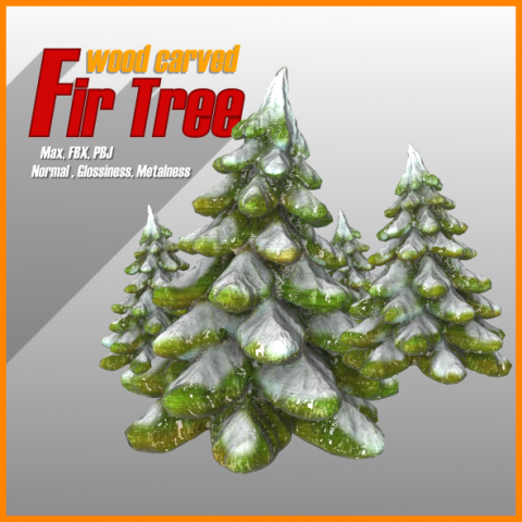 wood carved fir tree 3D Model .c4d .max .obj .3ds .fbx .stl .blend 