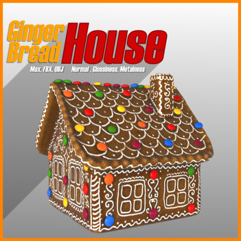 gingerbread house Modello 3D .c4d .max .obj .3ds .fbx .stl .blend 