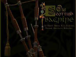 old scottish bagpipe 3D Модель