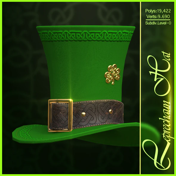 leprechaun hat 3D Model .c4d .max .obj .3ds .fbx .stl .blend 