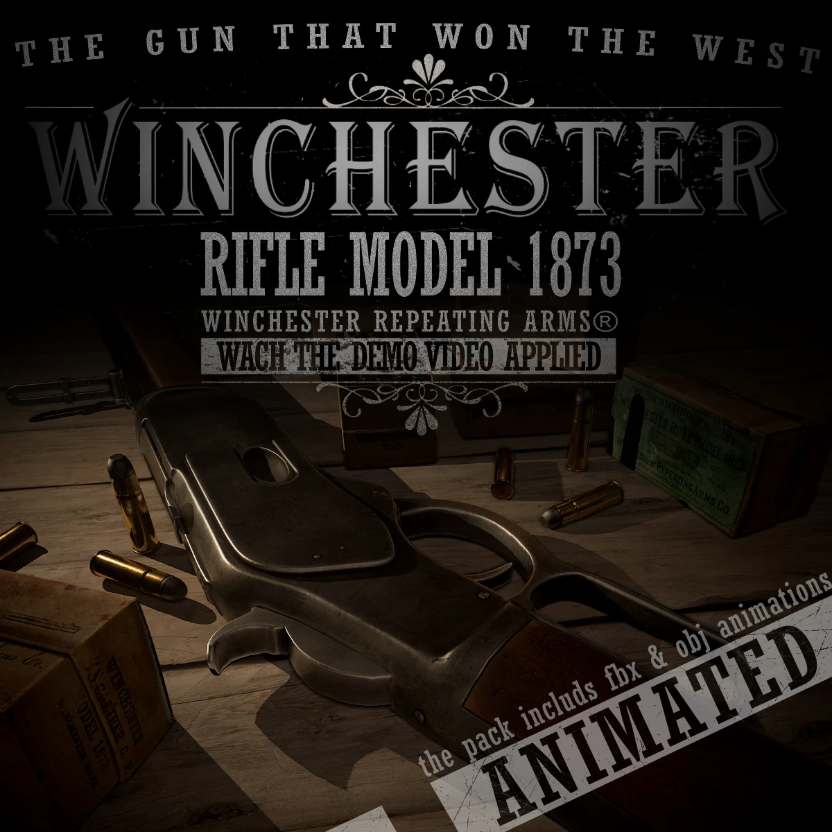 winchester 1873 3D Model .c4d .max .obj .3ds .fbx .stl .blend 