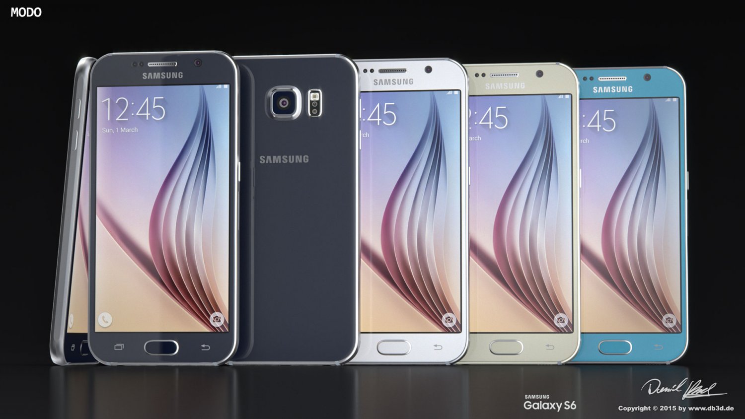 Samsung Galaxy S6 All Colors Modo Octane 3D Модель In Телефоны.
