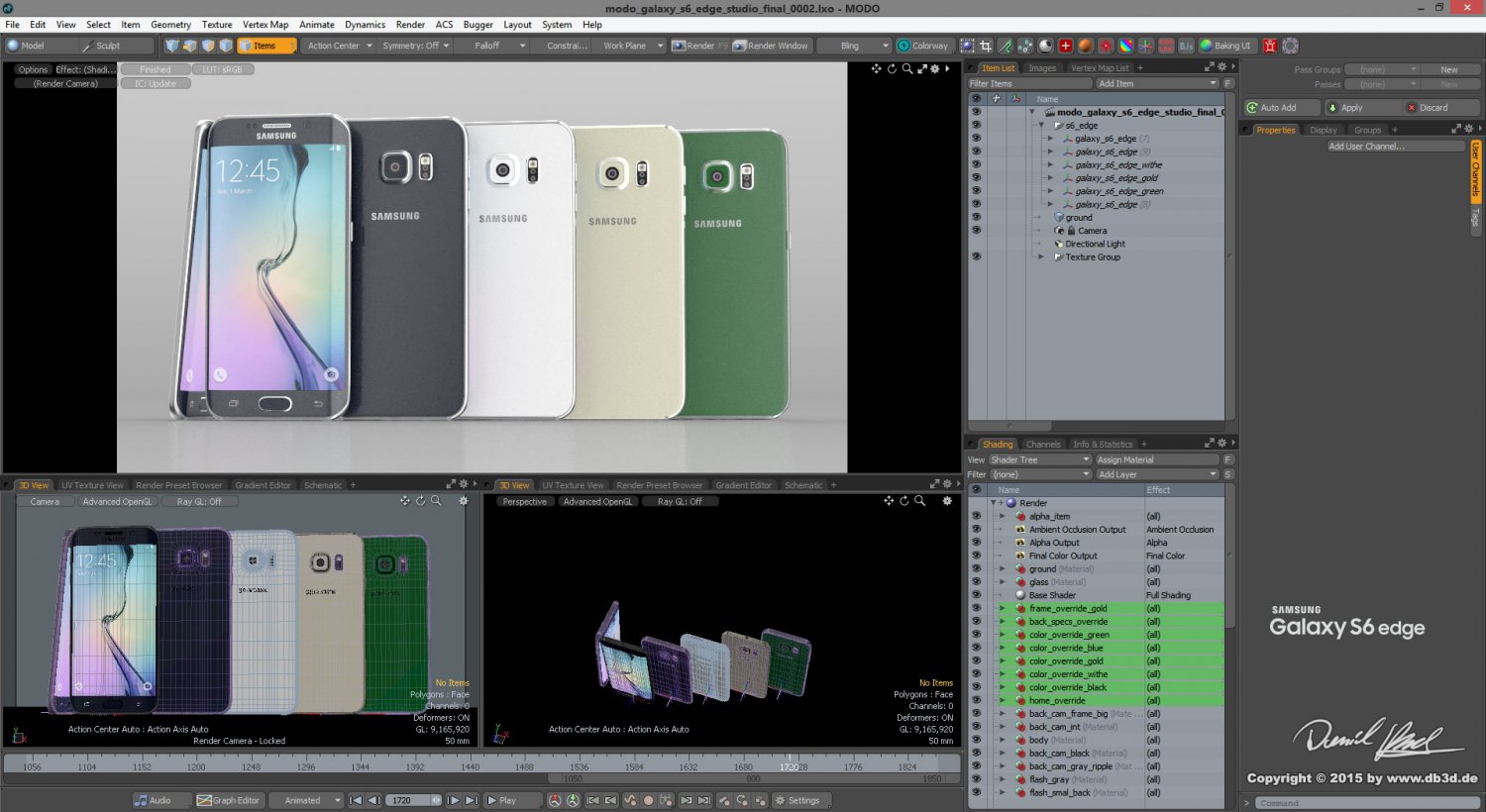 Samsung Galaxy S6 Edge All Colors Modo Octane 3D Модель In.