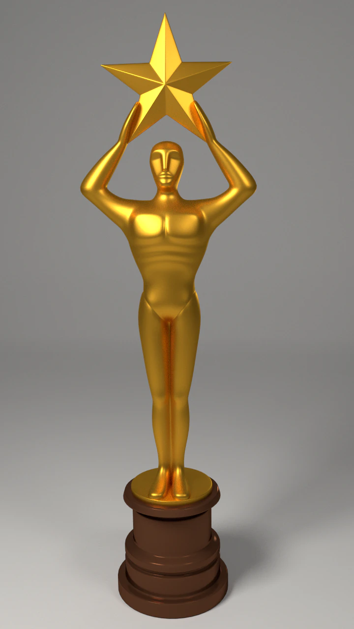gold award statue 3D Model .c4d .max .obj .3ds .fbx .stl .blend 