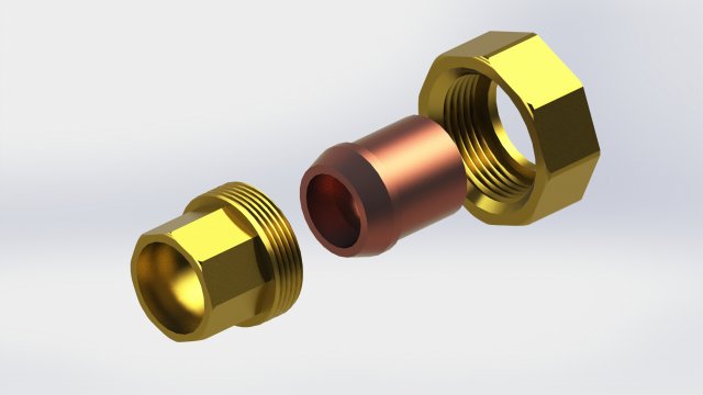 union copper fitting for 3-4 copper pipe 3D Model .c4d .max .obj .3ds .fbx .stl .blend 