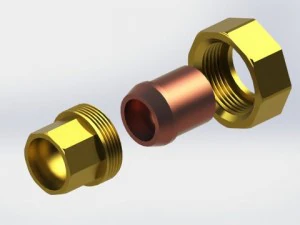 3-4 bakır boru i&ccedil;in sendika bakır bağlantı par&ccedil;ası 3D Model