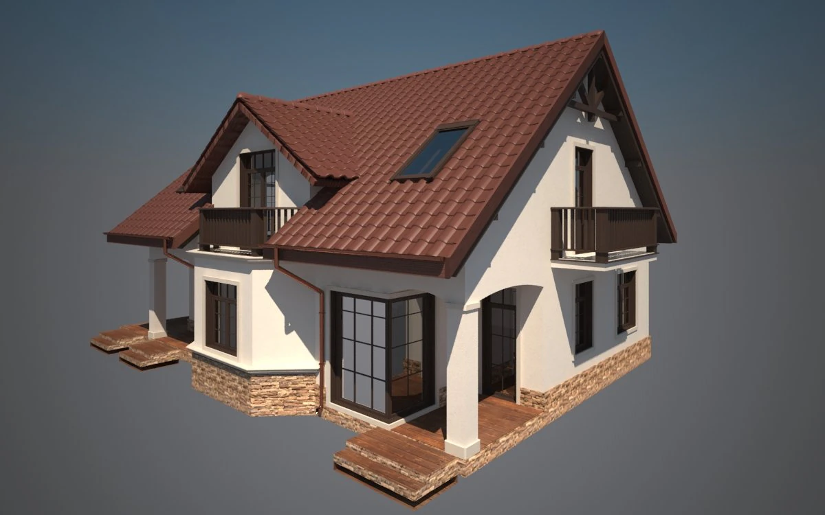 cottage house 3D Print Model .c4d .max .obj .3ds .fbx .stl .blend 