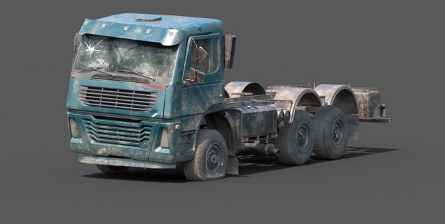 abandoned generic truck 3D Model .c4d .max .obj .3ds .fbx .stl .blend 