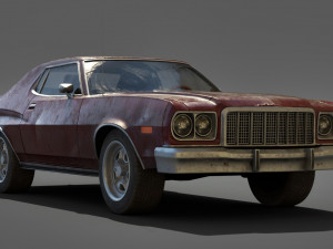 old classic car lowpoly abandoned 3D Модель