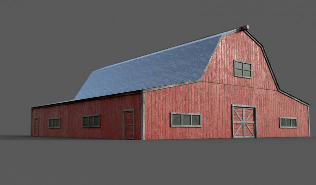 lowpoly barn farm 3D 模型 .c4d .max .obj .3ds .fbx .stl .blend