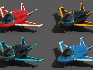 toon aircraft sci fi lowpoly pack Model 3D