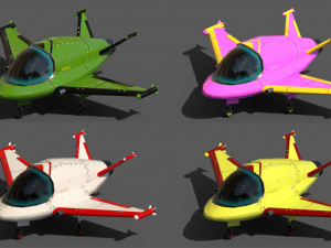 toon aircraft sci fi lowpoly pack Model 3D