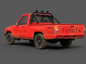 toyota hilux 1983-1988 pickup game ready 3D Model