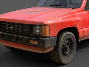 toyota hilux 1983-1988 pickup game ready 3D Model