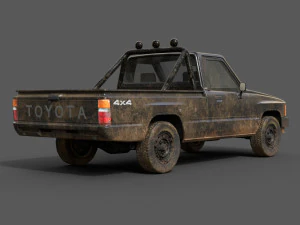 toyota hilux 1983-1988 pickup game ready 3D Model