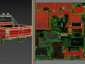 toyota hilux 1983-1988 pickup game ready 3D Model