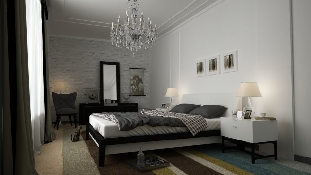bedroom 3D Model .c4d .max .obj .3ds .fbx .stl .blend 