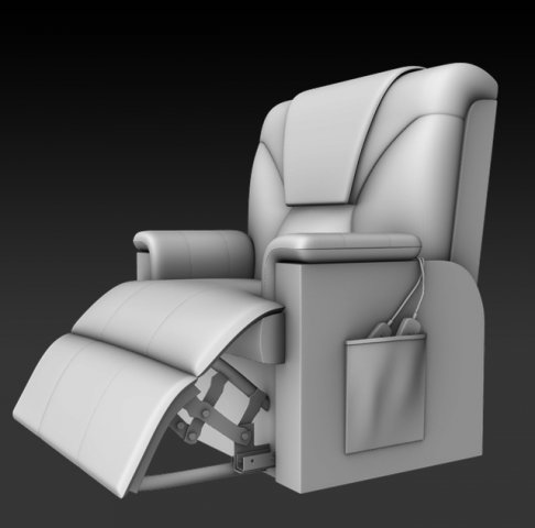 arm chair with leg rest 3Dプリントモデル .c4d .max .obj .3ds .fbx .stl .blend 