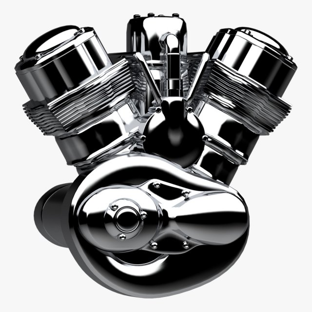 v bike engine 3D Model .c4d .max .obj .3ds .fbx .stl .blend 