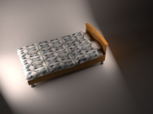 bed with duvet and pillows 3Dモデル