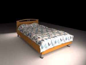 bed with duvet and pillows 3D Model