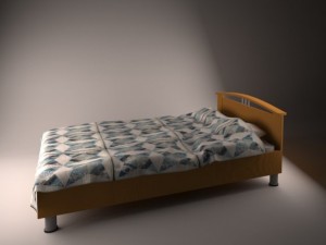 bed with duvet and pillows 3D Model