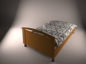 bed with duvet and pillows 3D Model