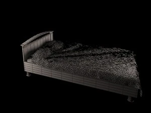 bed with duvet and pillows 3D Model