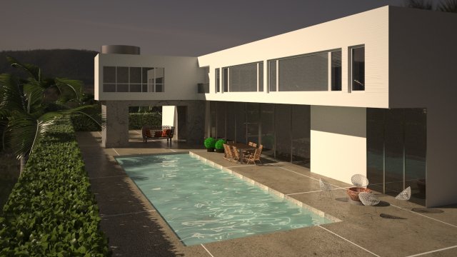 a modern villa 3D Модель .c4d .max .obj .3ds .fbx .stl .blend 