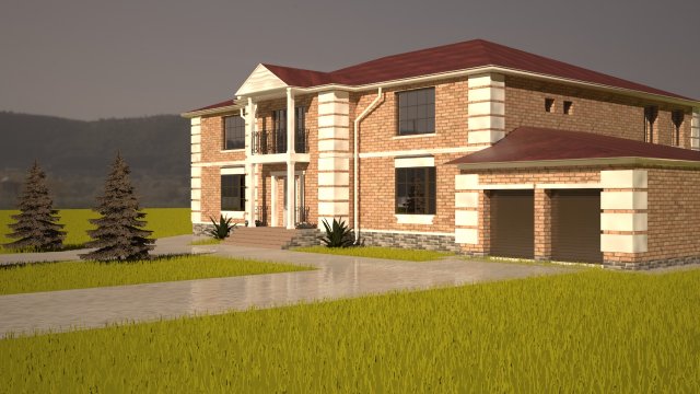 family house 3D Модель .c4d .max .obj .3ds .fbx .stl .blend 