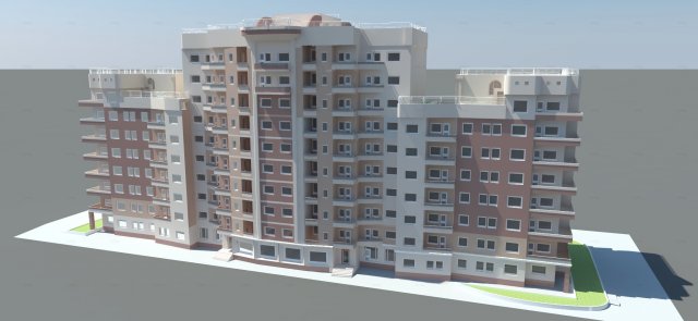 apartmentbuilding Model 3D .c4d .max .obj .3ds .fbx .stl .blend 