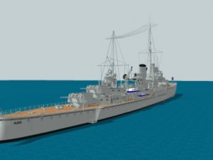 Light cruiser ajax Modello 3D