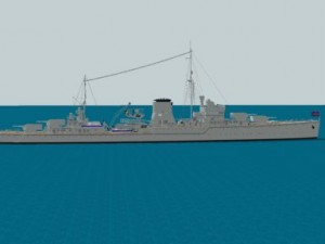 Light cruiser ajax Modello 3D