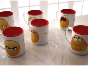 set of 6 emotive coffee cups Model 3D
