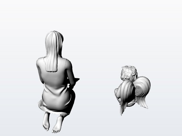 the girl and the angel 3D Print Model .c4d .max .obj .3ds .fbx .stl .blend 