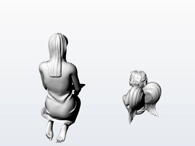 the girl and the angel 3D Print Model .c4d .max .obj .3ds .fbx .stl .blend 
