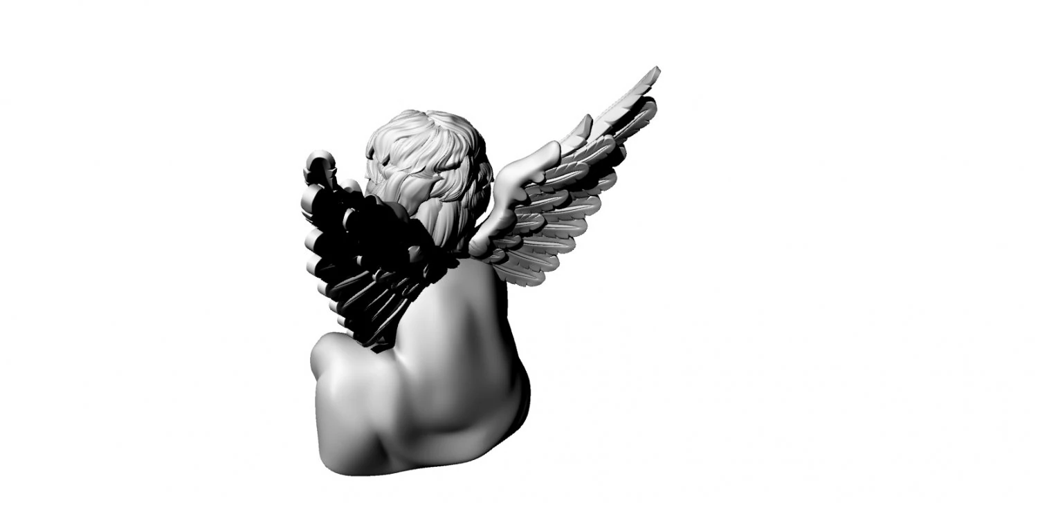 Angel with raised wings 3D Model .c4d .max .obj .3ds .fbx .stl .blend