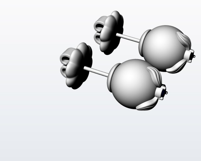 earrings with pearls 3D Model .c4d .max .obj .3ds .fbx .stl .blend 