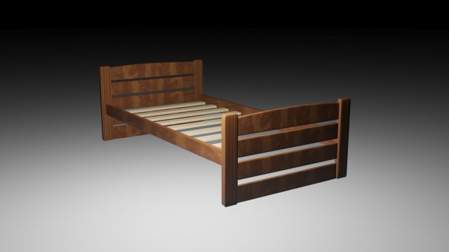 wooden bed 3D Model .c4d .max .obj .3ds .fbx .stl .blend 