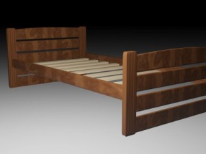 wooden bed 3D Model