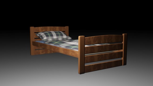 wooden bed full 3D Model .c4d .max .obj .3ds .fbx .stl .blend 