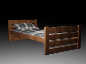 wooden bed full 3D Model