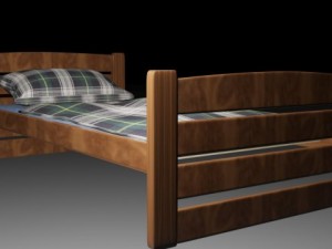 wooden bed full 3D Model