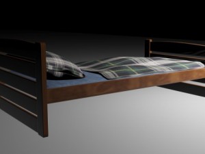 wooden bed full 3D Model