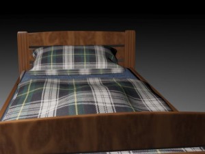 wooden bed full 3D Model
