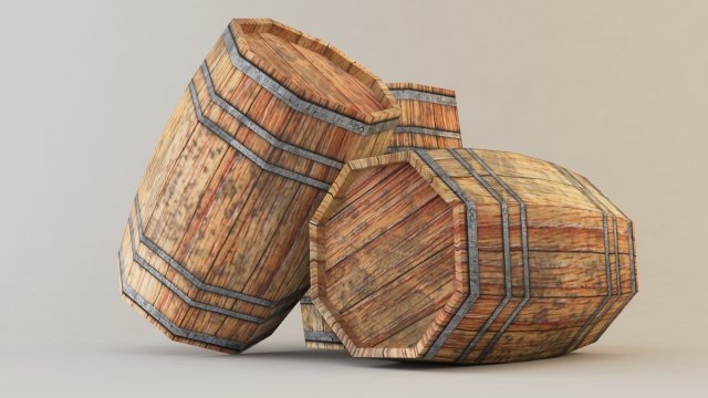 low poly wooden barrel Modelo 3D .c4d .max .obj .3ds .fbx .stl .blend 